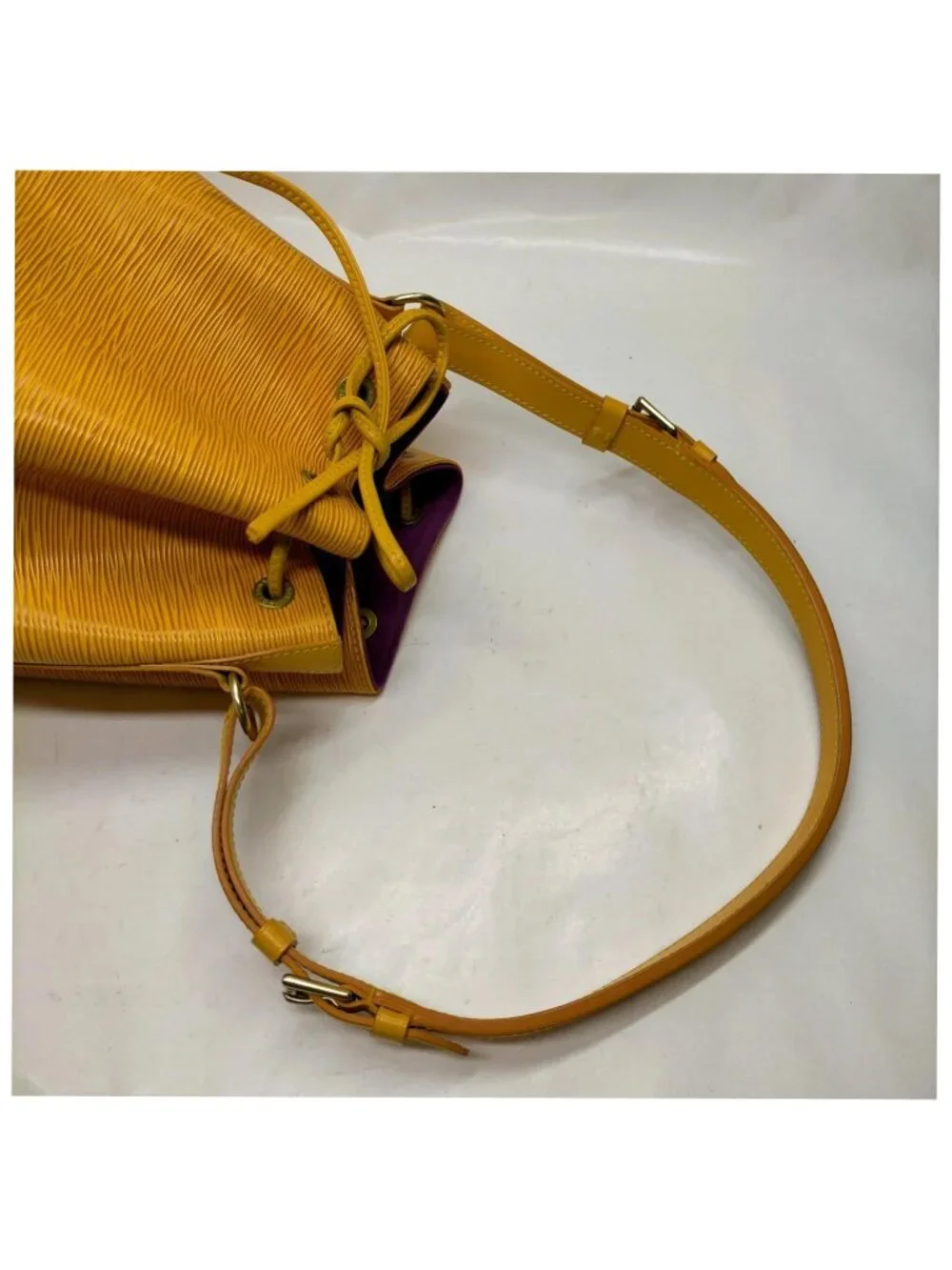 Authentic Louis Vuitton Petit Noé Yellow Epi Bucket Shoulder Bag